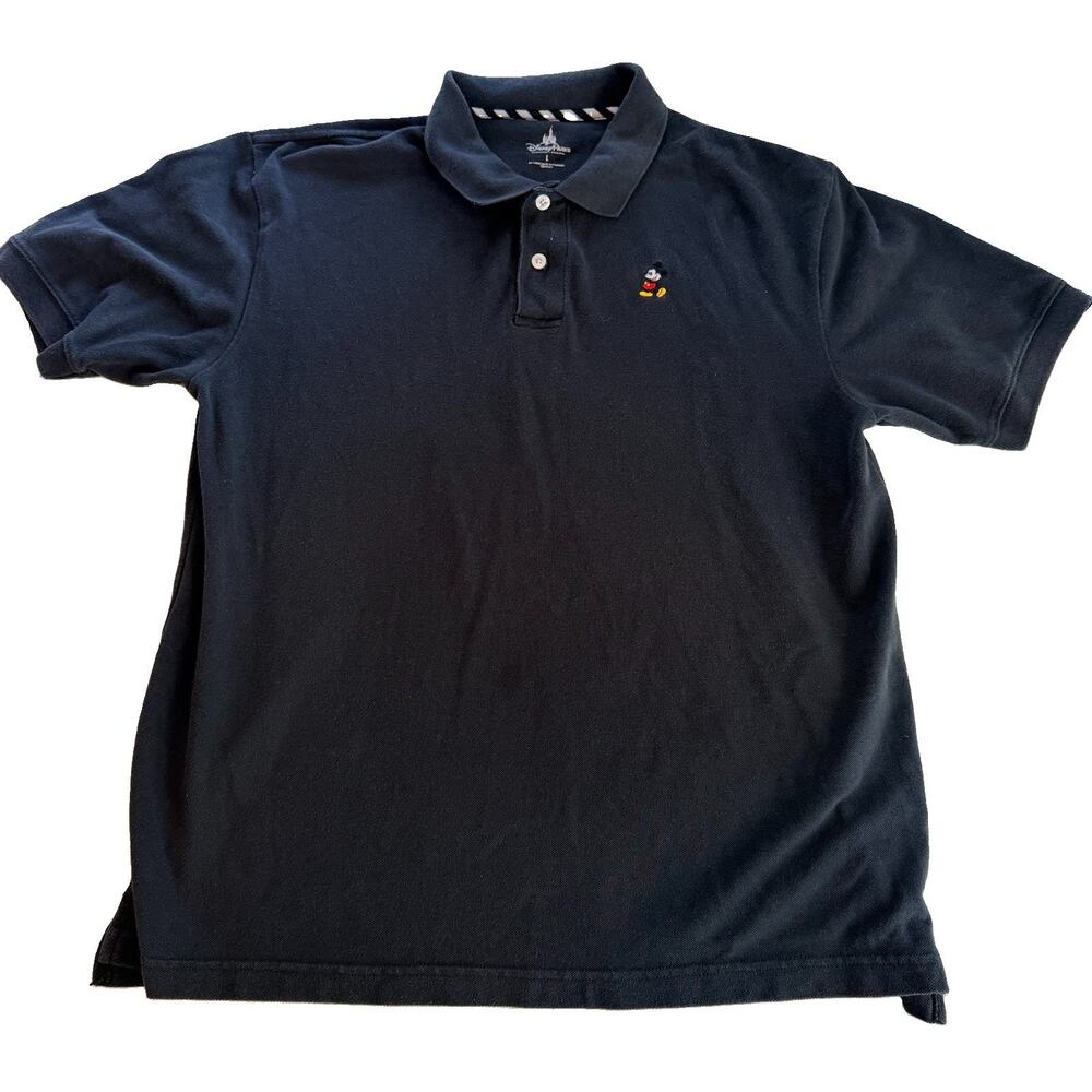 Disney Parks Mickey Mouse Polo Shirt Mens L Black Embroidered Authentic Original